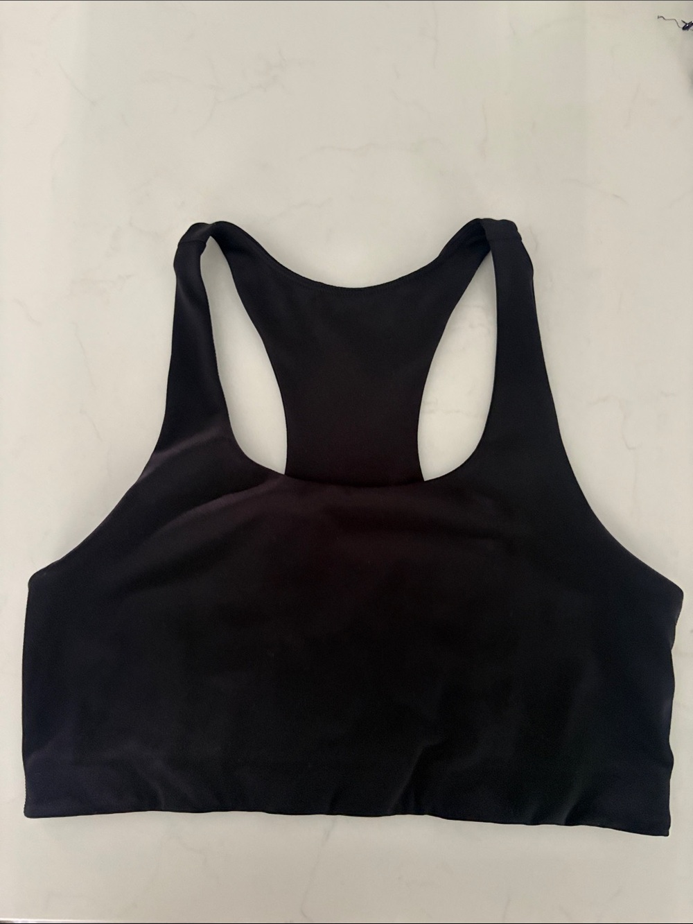 Quince Black Scoopneck Racerback Sports Bra Medium